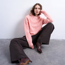 Topshop knitted raglan exposed seam jumper in pink