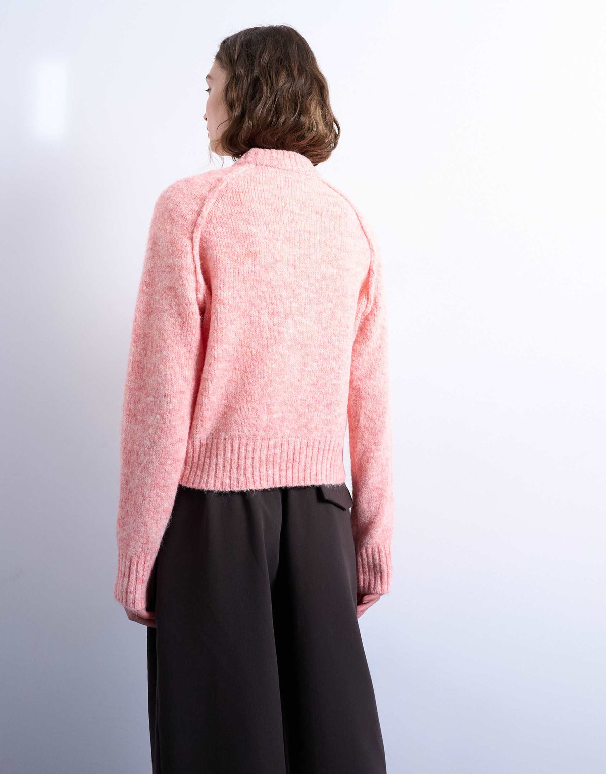Topshop knitted raglan exposed seam jumper in pink