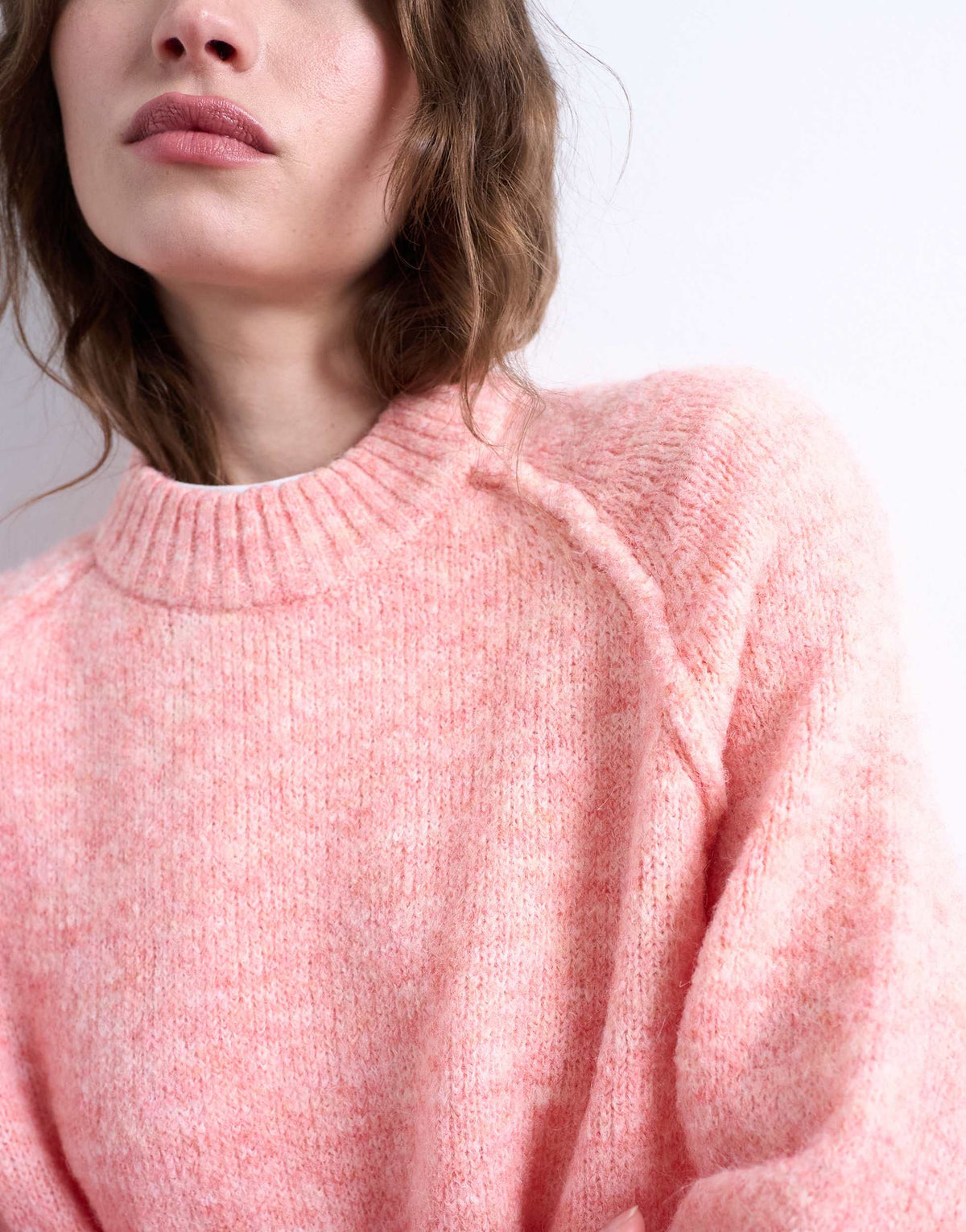 Topshop knitted raglan exposed seam jumper in pink