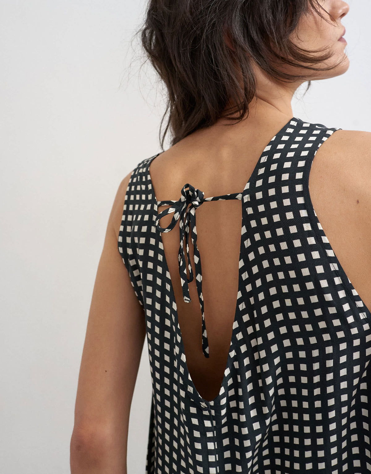Topshop chuck on boxy playsuit in mono check