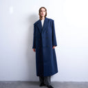 Topshop Oversize-Herrenmantel mit doppelter Knopfleiste aus Wolle in Marineblau