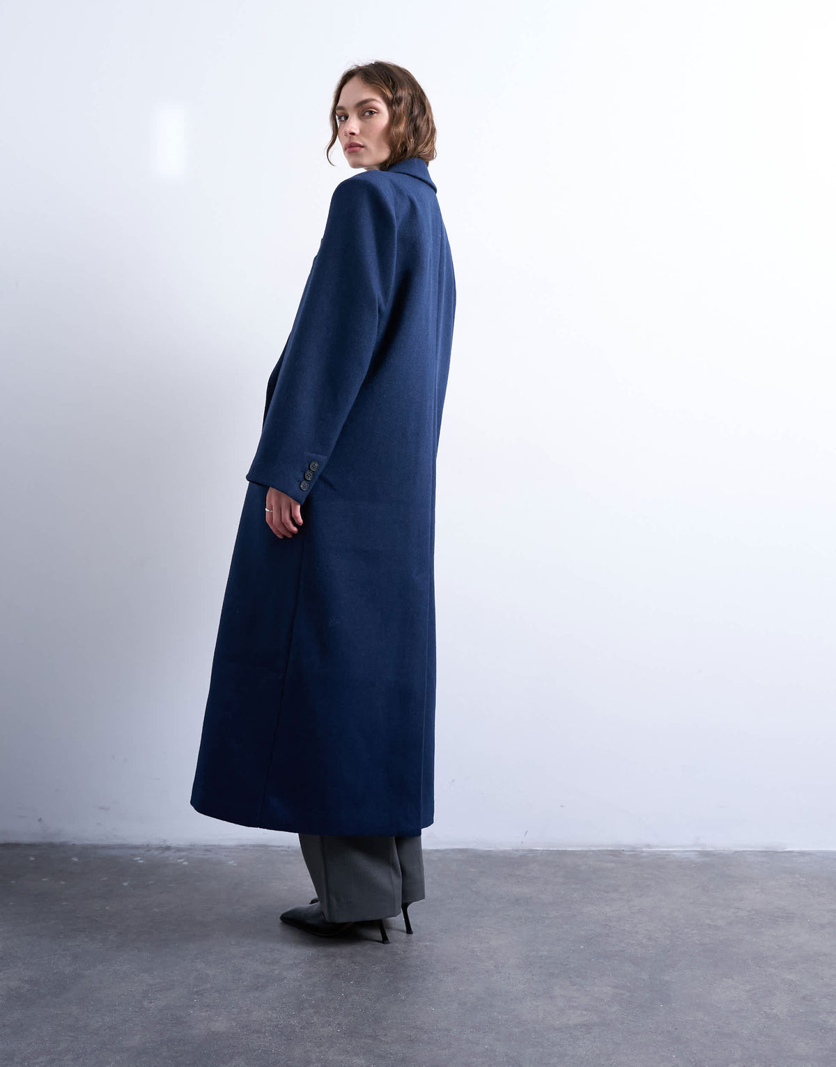 Topshop oversized double breasted mensy overcoat with wool in navy