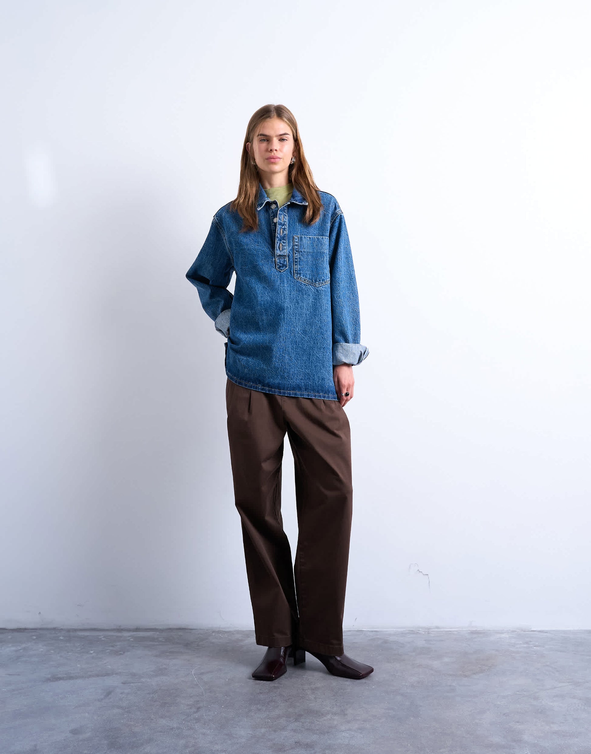 Topshop smart hybrid casual trouser in chocolate