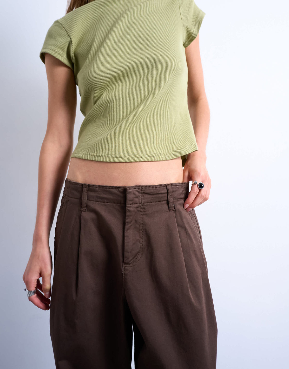 Topshop smart hybrid casual trouser in chocolate
