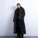 Topshop faux fur oversized shawl extra long coat in charcoal