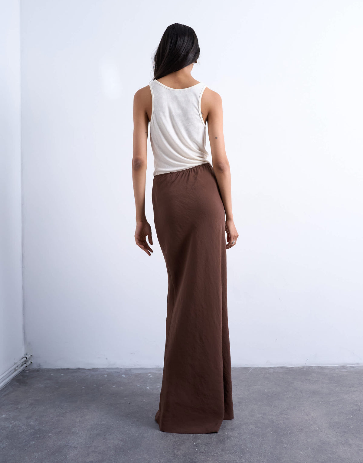 Topshop co-ord super soft cupro bias midi in brown