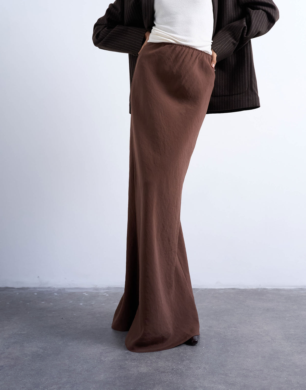 Topshop co-ord super soft cupro bias midi in brown