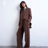 Topshop Kombi-Hose mit mittelhohem Bund und geradem Schnitt in Schokoladenbraun