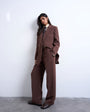 Topshop co ord mid rise clean straight trouser in chocolate