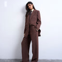 Topshop co ord mid rise clean straight trouser in chocolate