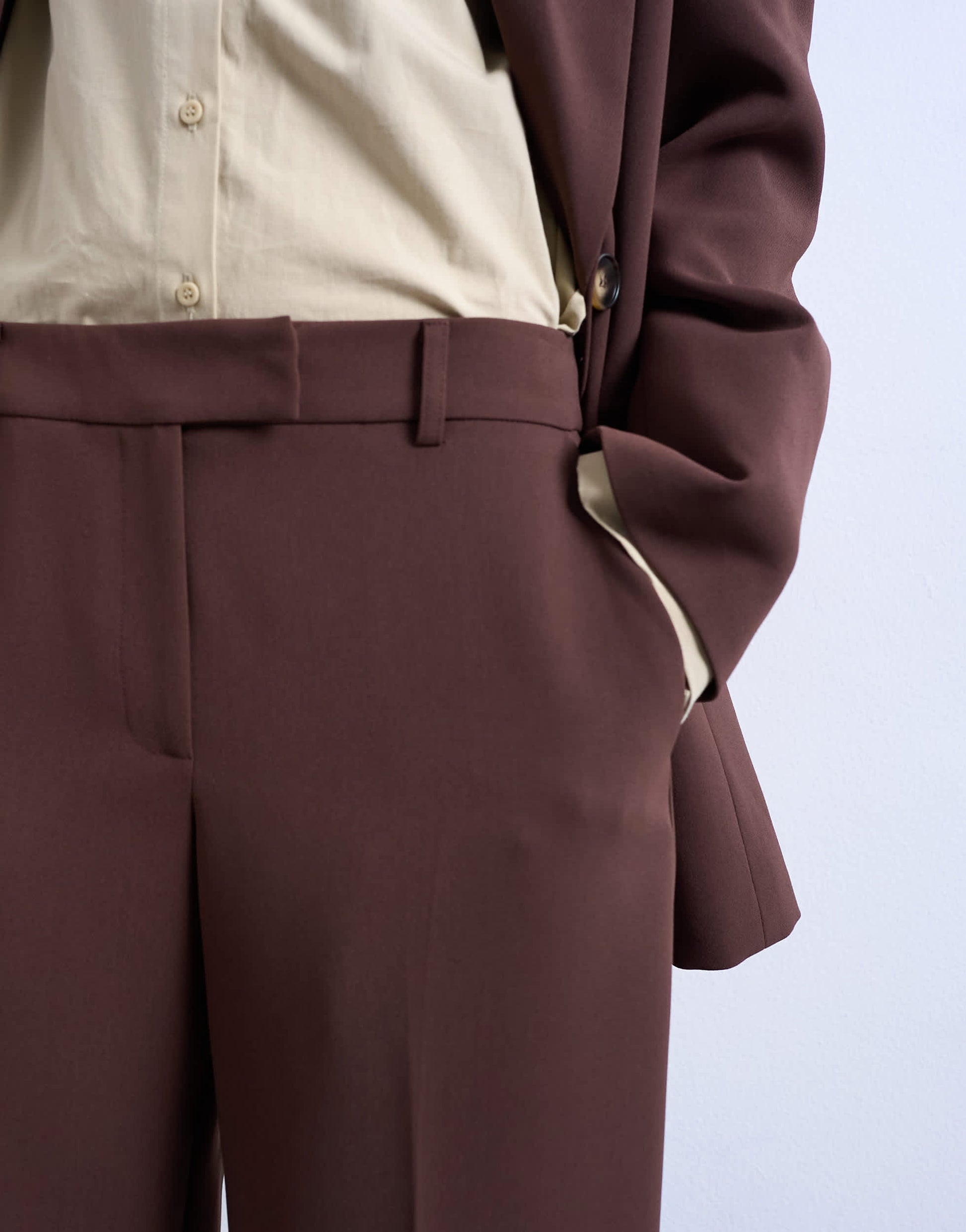 Topshop co ord mid rise clean straight trouser in chocolate