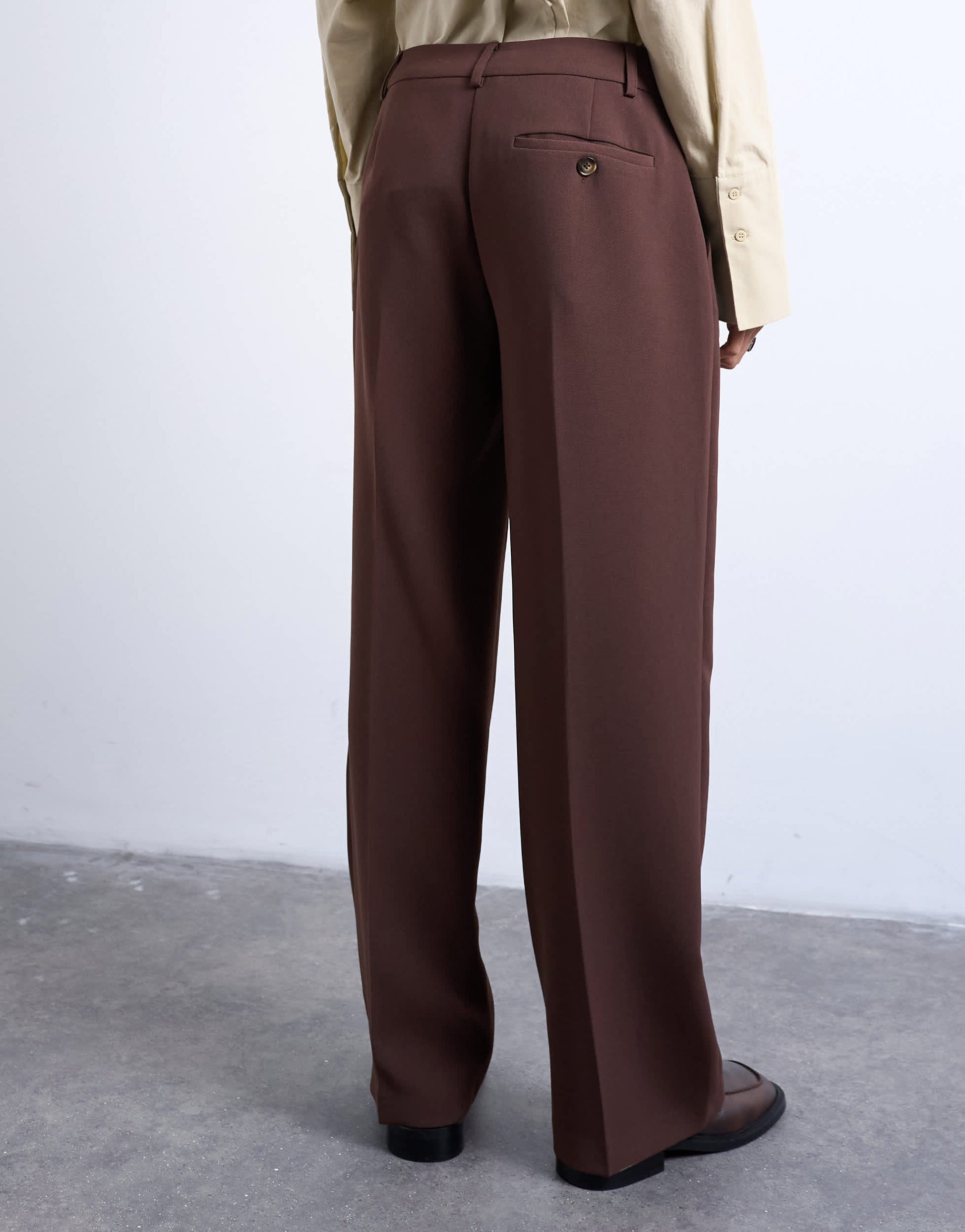 Topshop co ord mid rise clean straight trouser in chocolate