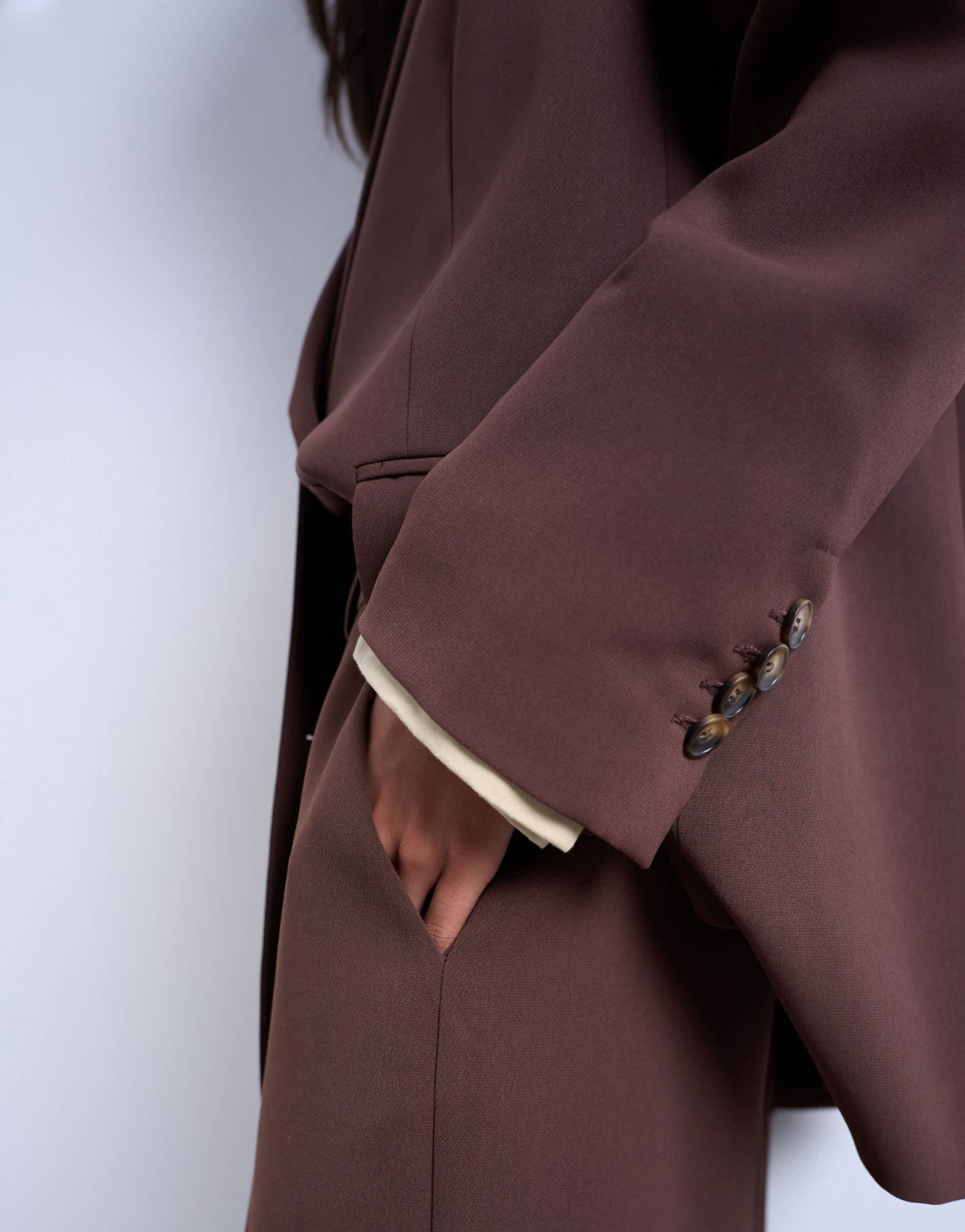 Topshop co ord mid rise clean straight trouser in chocolate