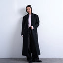 Schwarzer, zweireihiger Herrenmantel von Topshop aus Wolle.