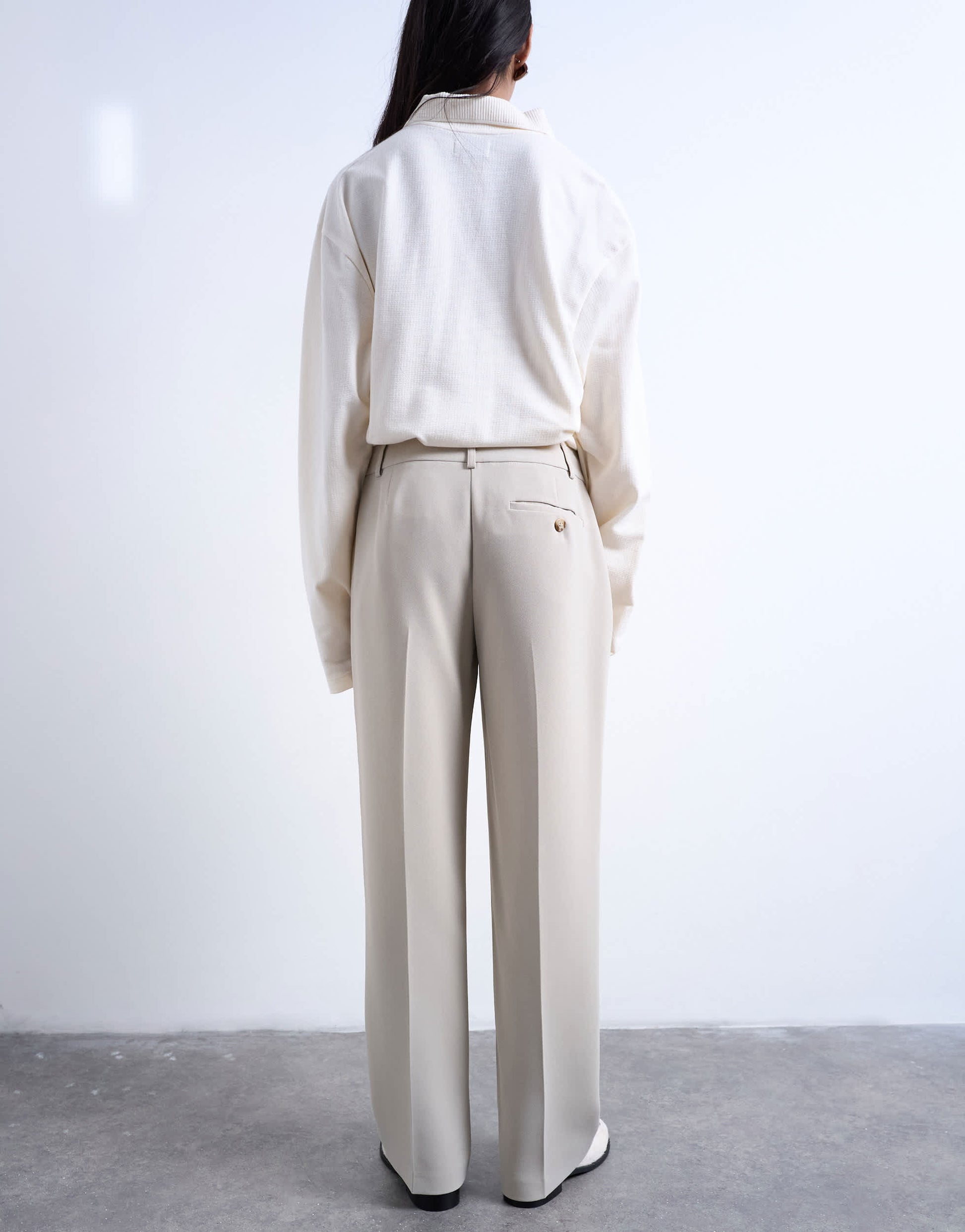 Topshop co ord mid rise clean straight trouser in stone