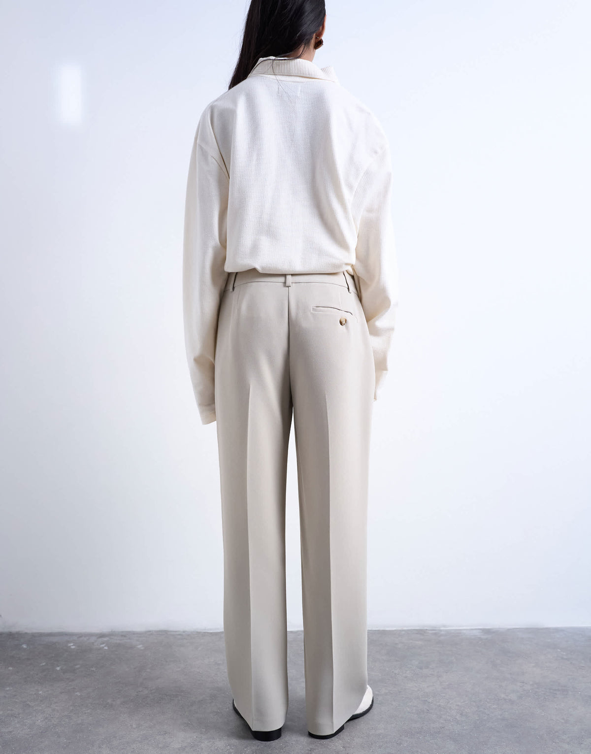 Topshop co ord mid rise clean straight trouser in stone