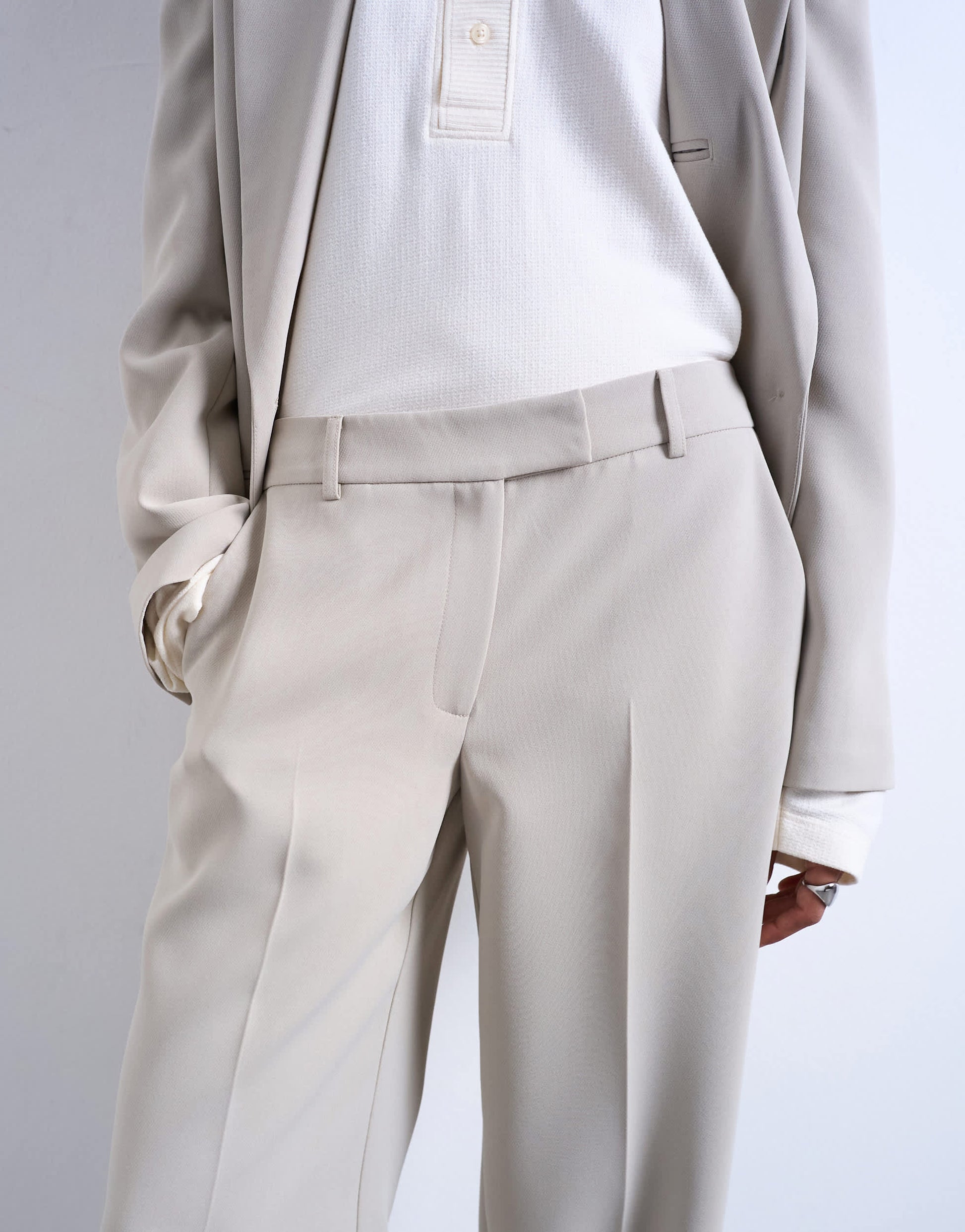 Topshop co ord mid rise clean straight trouser in stone
