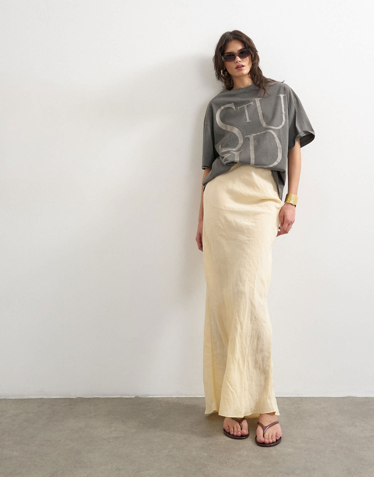 Topshop super soft cupro bias midi in buttermilk