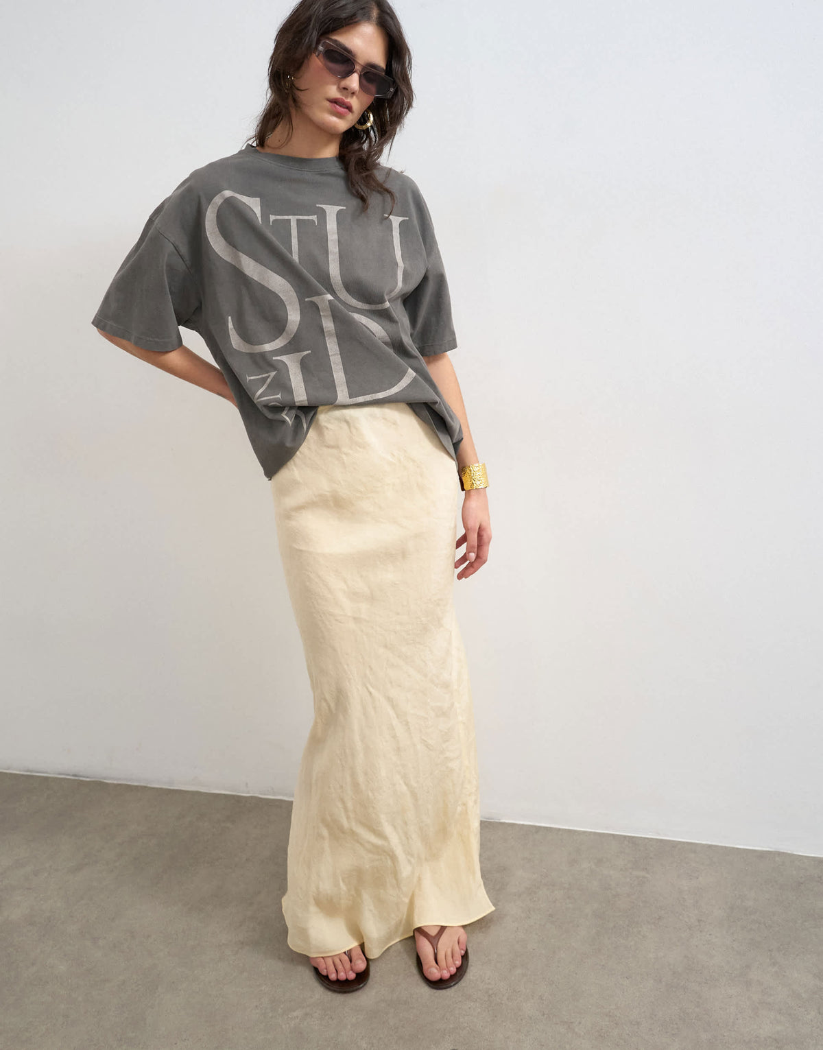 Topshop super soft cupro bias midi in buttermilk