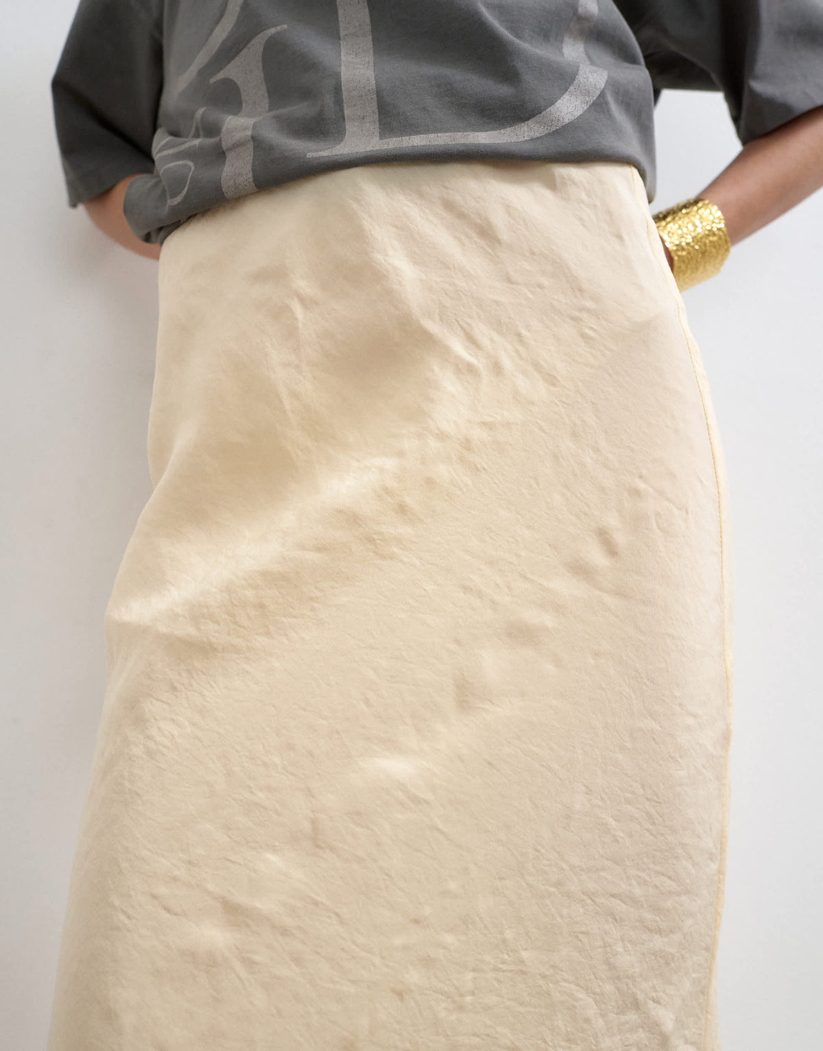 Topshop super soft cupro bias midi in buttermilk