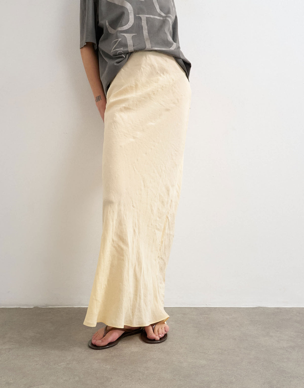 Topshop super soft cupro bias midi in buttermilk