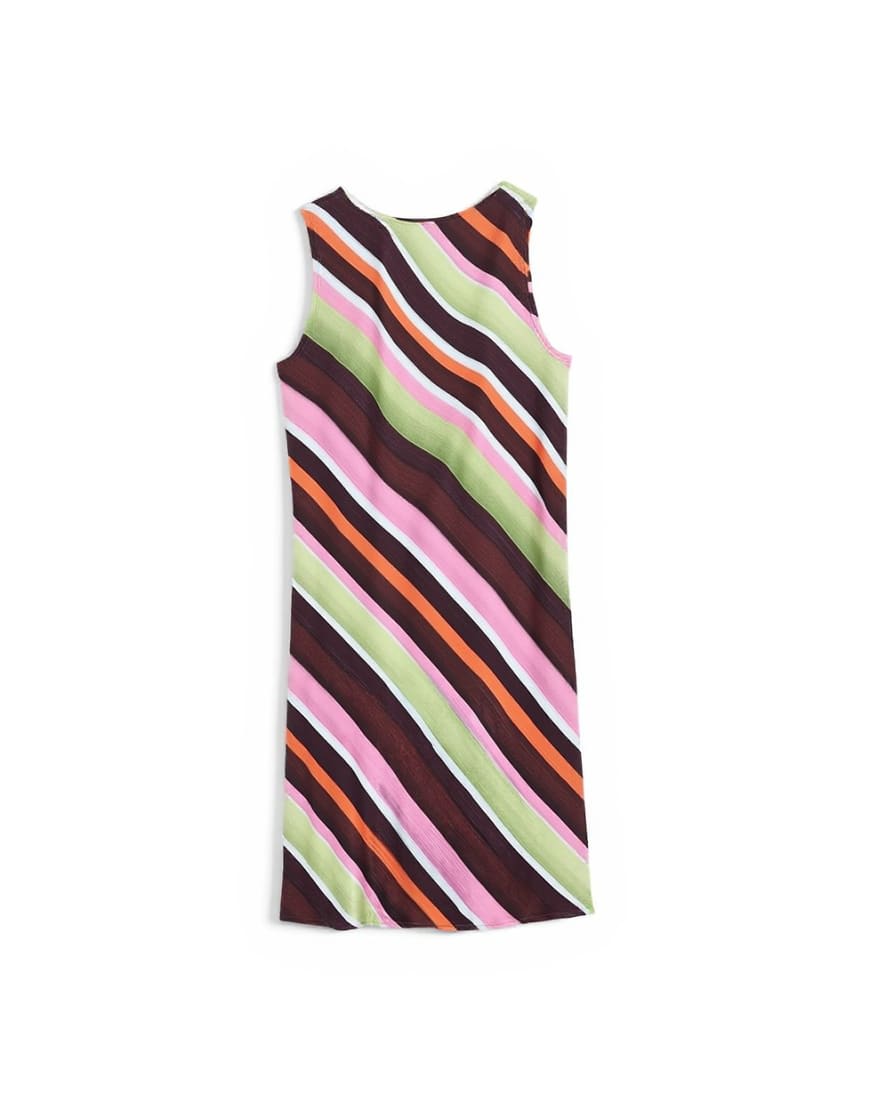 Topshop cut out back satin mini dress in green pink stripe