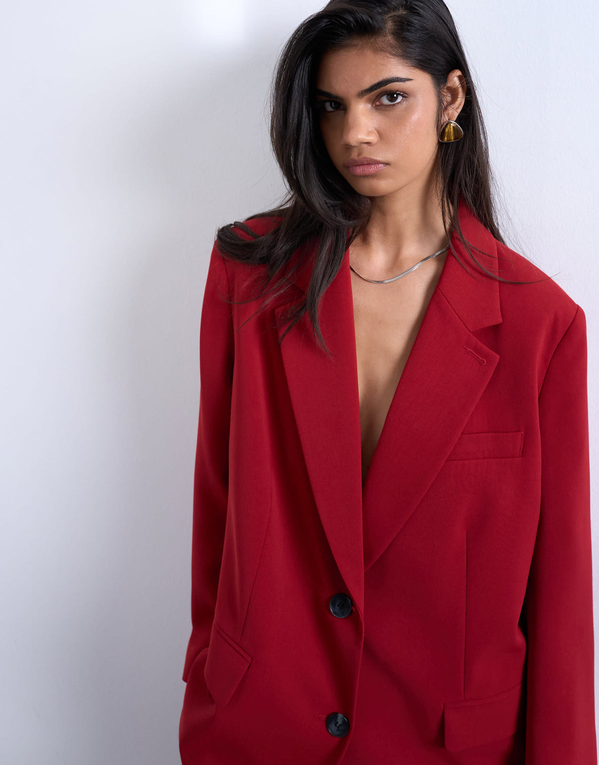 Topshop 2 button relaxed fit blazer in cherry red