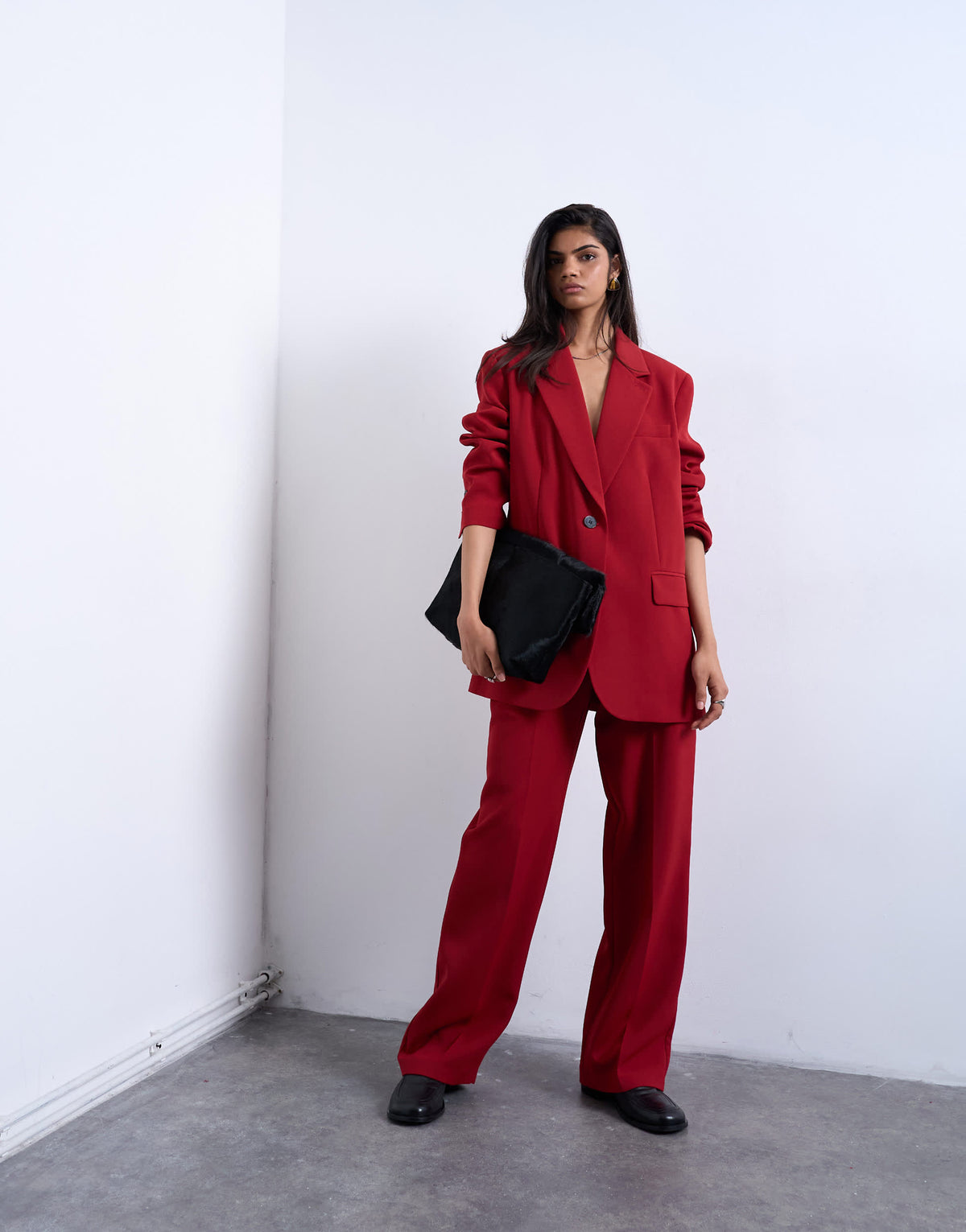Topshop 2 button relaxed fit blazer in cherry red