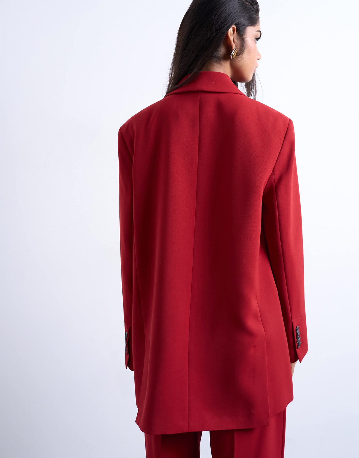 Topshop 2 button relaxed fit blazer in cherry red