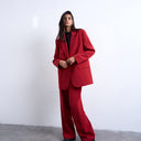 Topshop Set, mittelhoch geschnittene, gerade geschnittene Hose in Kirschrot