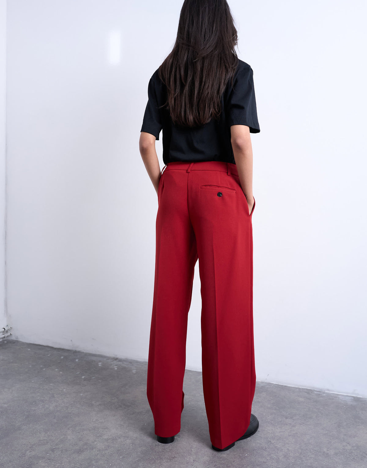 Topshop co ord mid rise clean straight trouser in cherry red