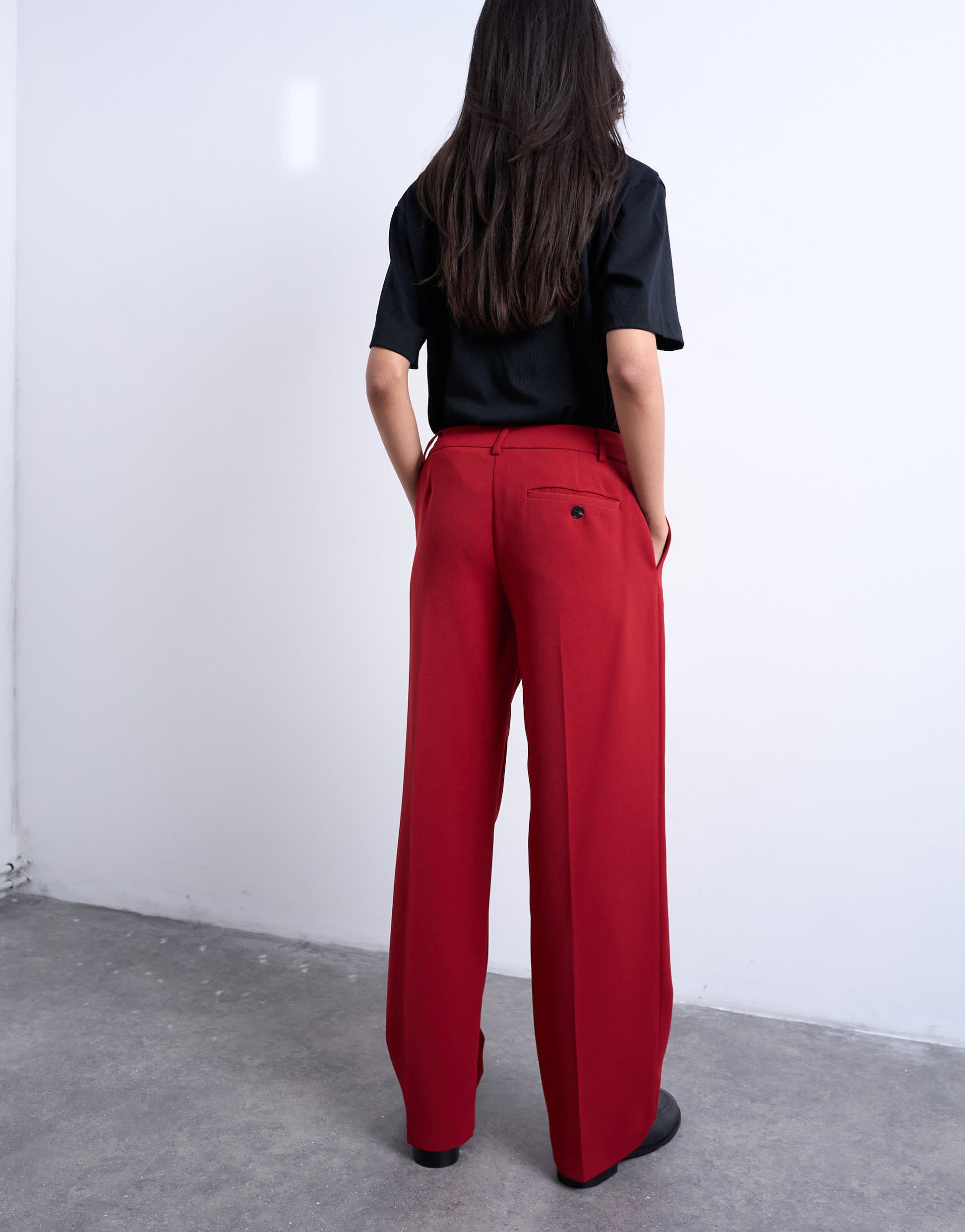 Topshop co ord mid rise clean straight trouser in cherry red