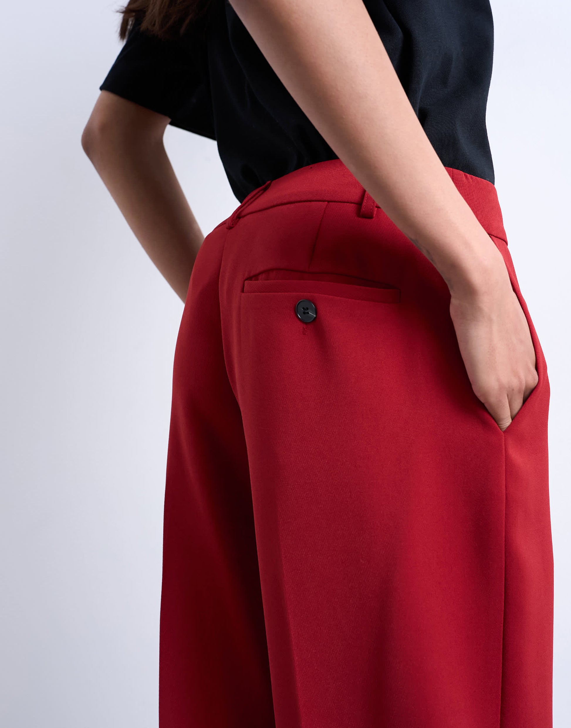 Topshop co ord mid rise clean straight trouser in cherry red