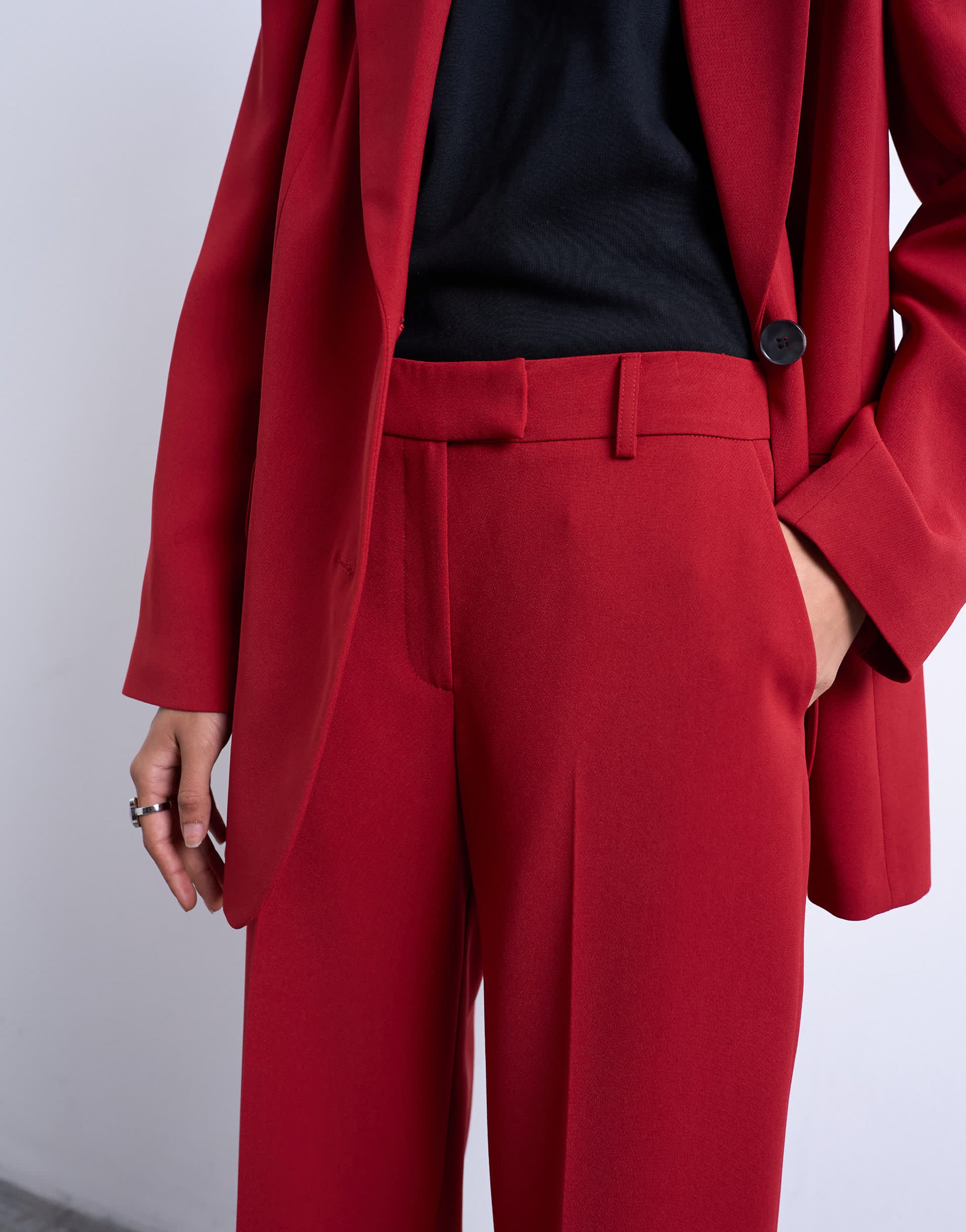 Topshop co ord mid rise clean straight trouser in cherry red