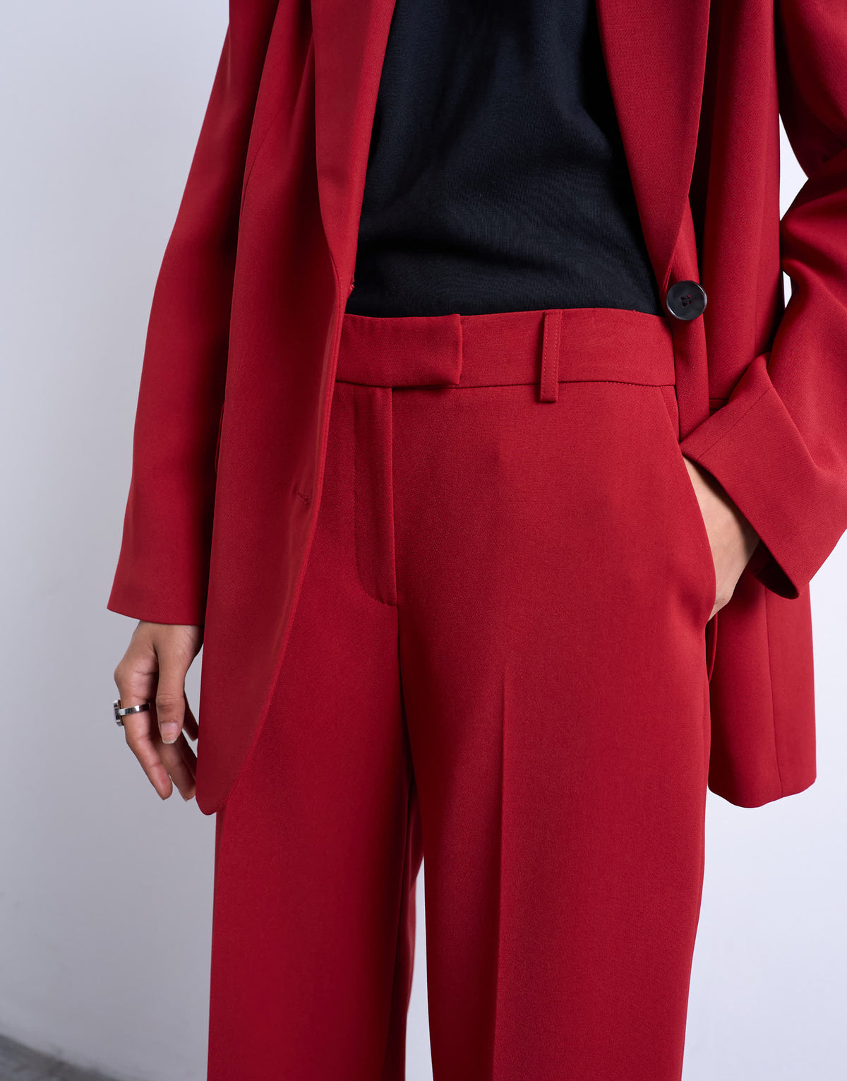 Topshop co ord mid rise clean straight trouser in cherry red