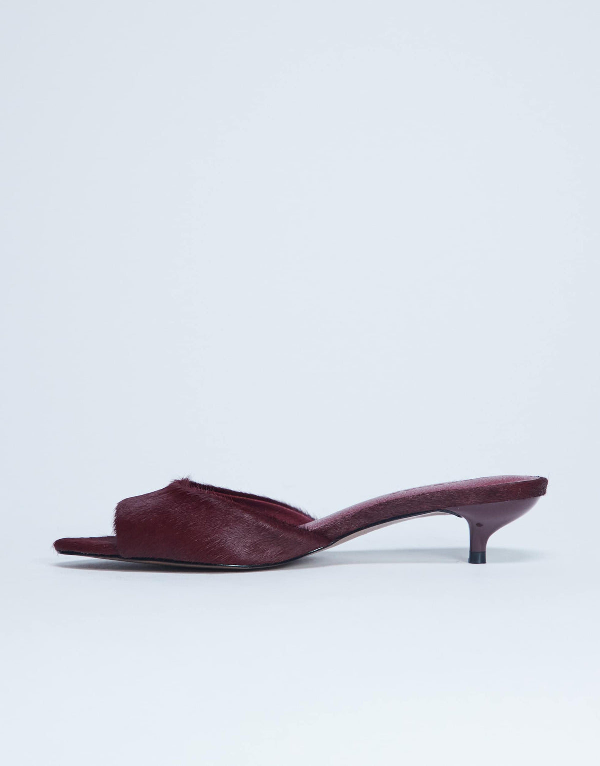 Topshop Alba peep toe kitten heel mule in red hair on real leather
