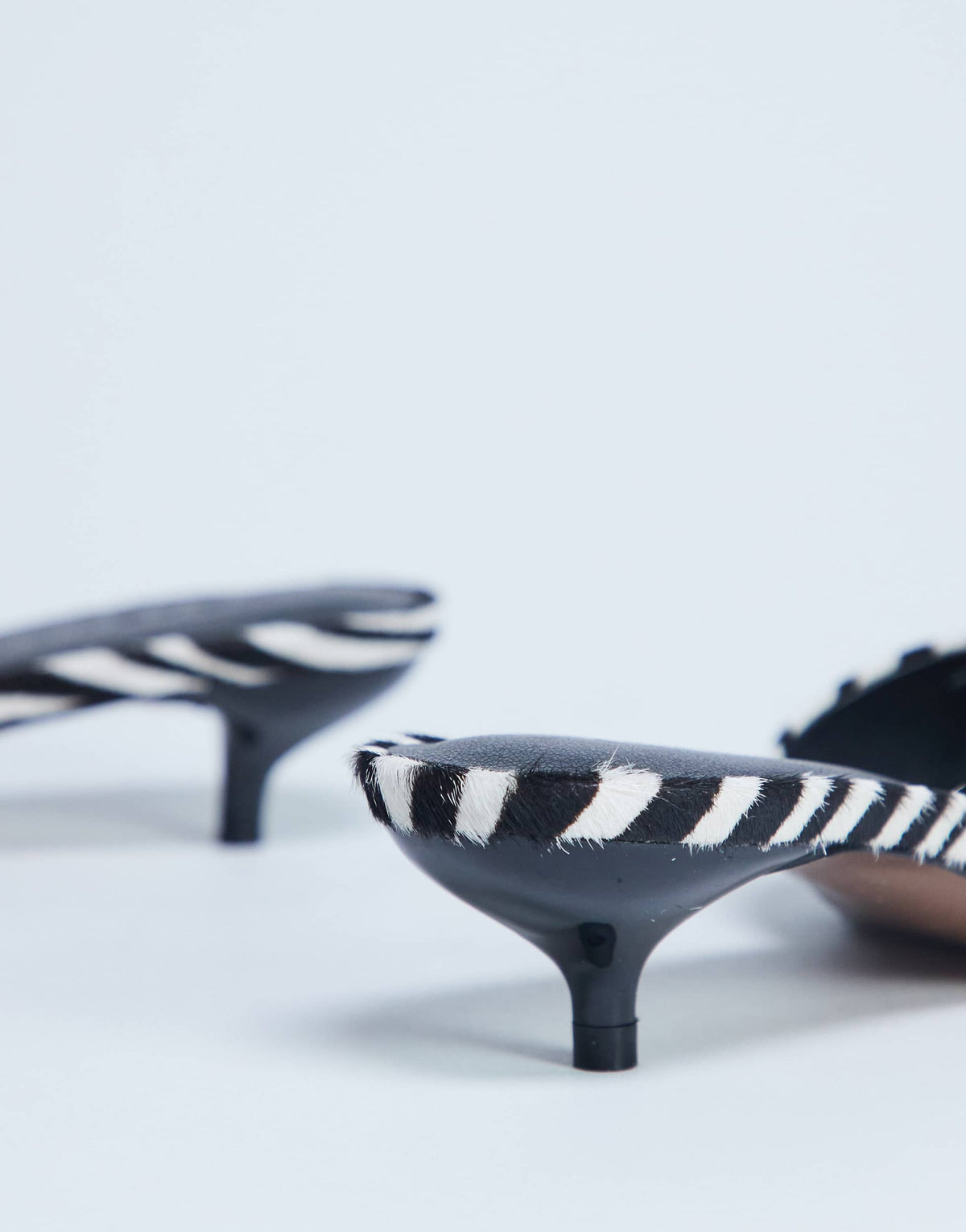 Topshop Alba peep toe kitten heel mule in zebra print hair on real leather