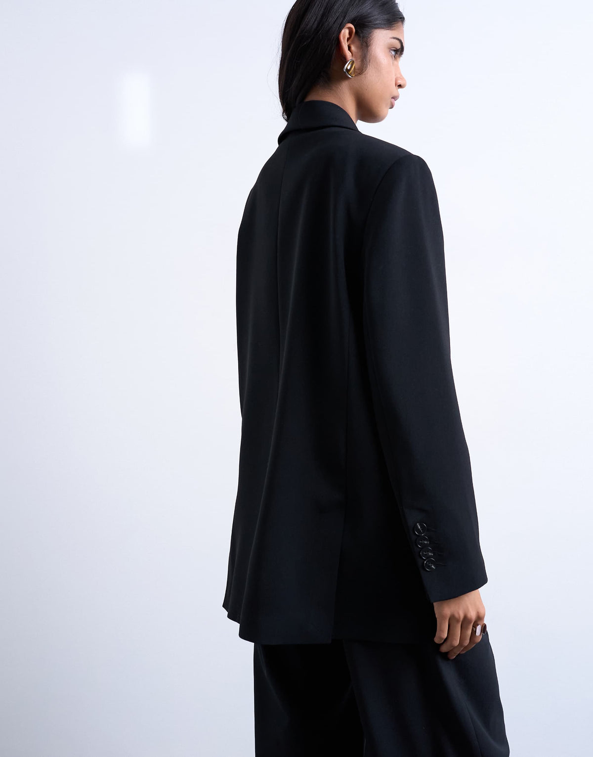 Topshop 2 button relaxed fit blazer in black