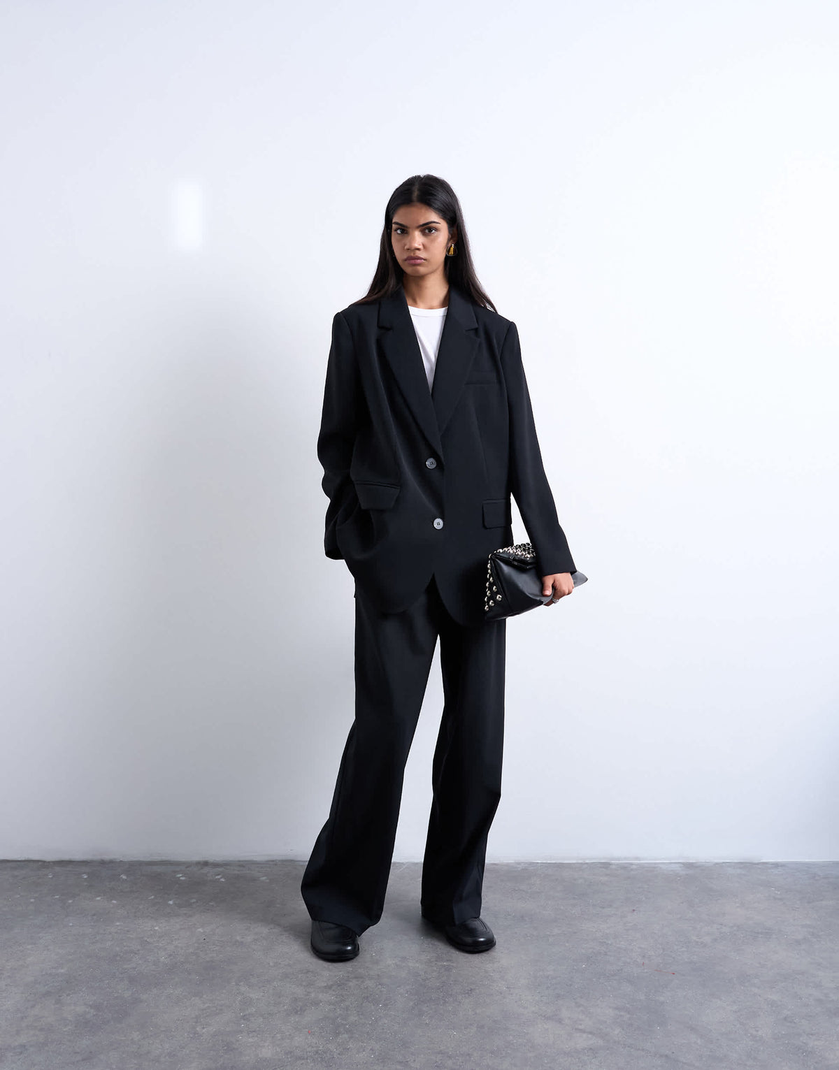 Topshop 2 button relaxed fit blazer in black