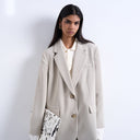 Topshop Blazer-Set mit zwei Knöpfen und lockerer Passform in Steinfarbe