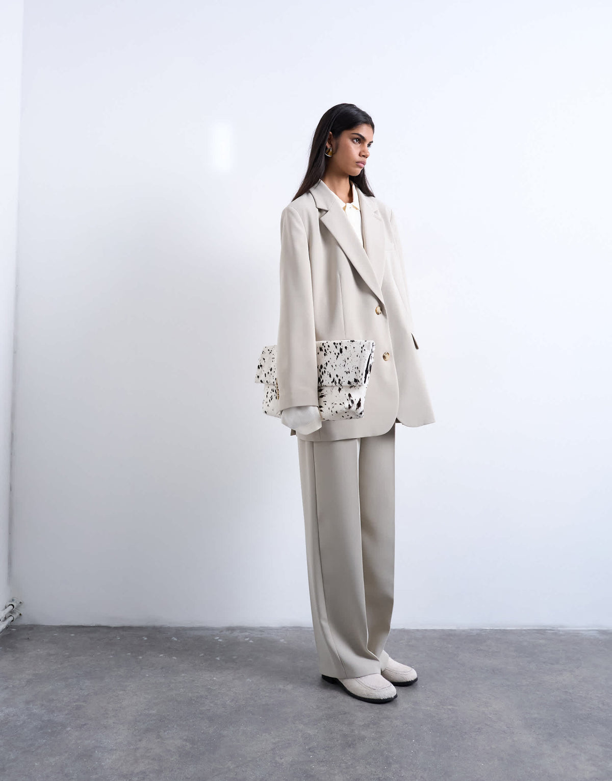 Topshop co ord 2 button relaxed fit blazer in stone