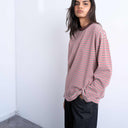 Topshop stripe premium interlock long sleeve skater tee in brown