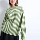 Topshop stripe long sleeve slouchy skater tee in green