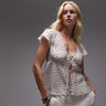 Topshop tie front top in spot print