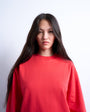 Topshop premium interlock long sleeve skater tee in red