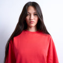 Topshop premium interlock long sleeve skater tee in red