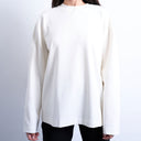 Topshop premium interlock long sleeve skater tee in white