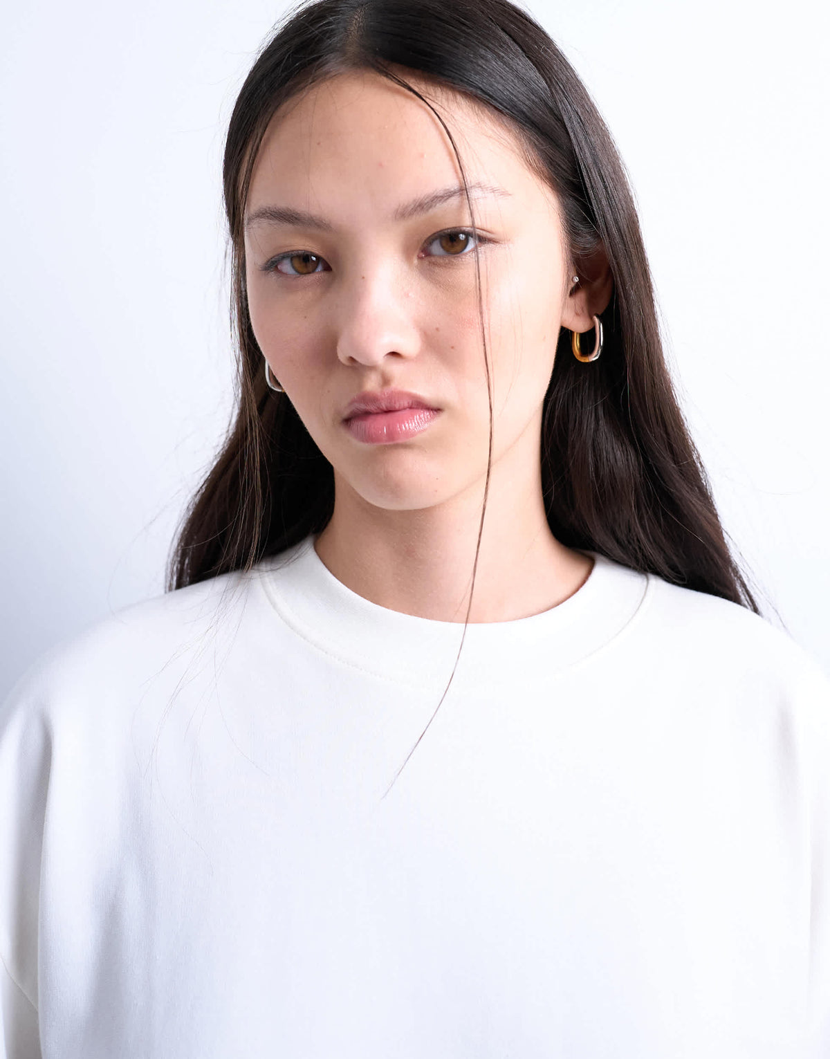 Topshop premium interlock long sleeve skater tee in white