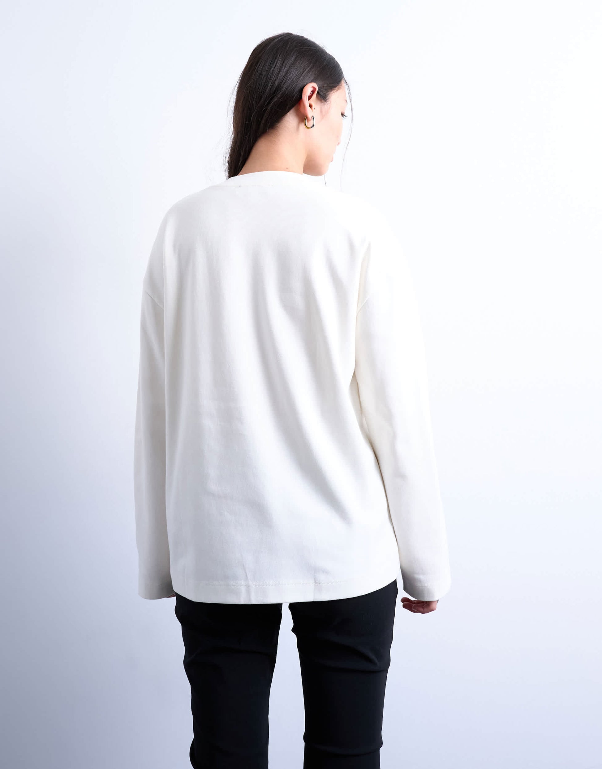 Topshop premium interlock long sleeve skater tee in white