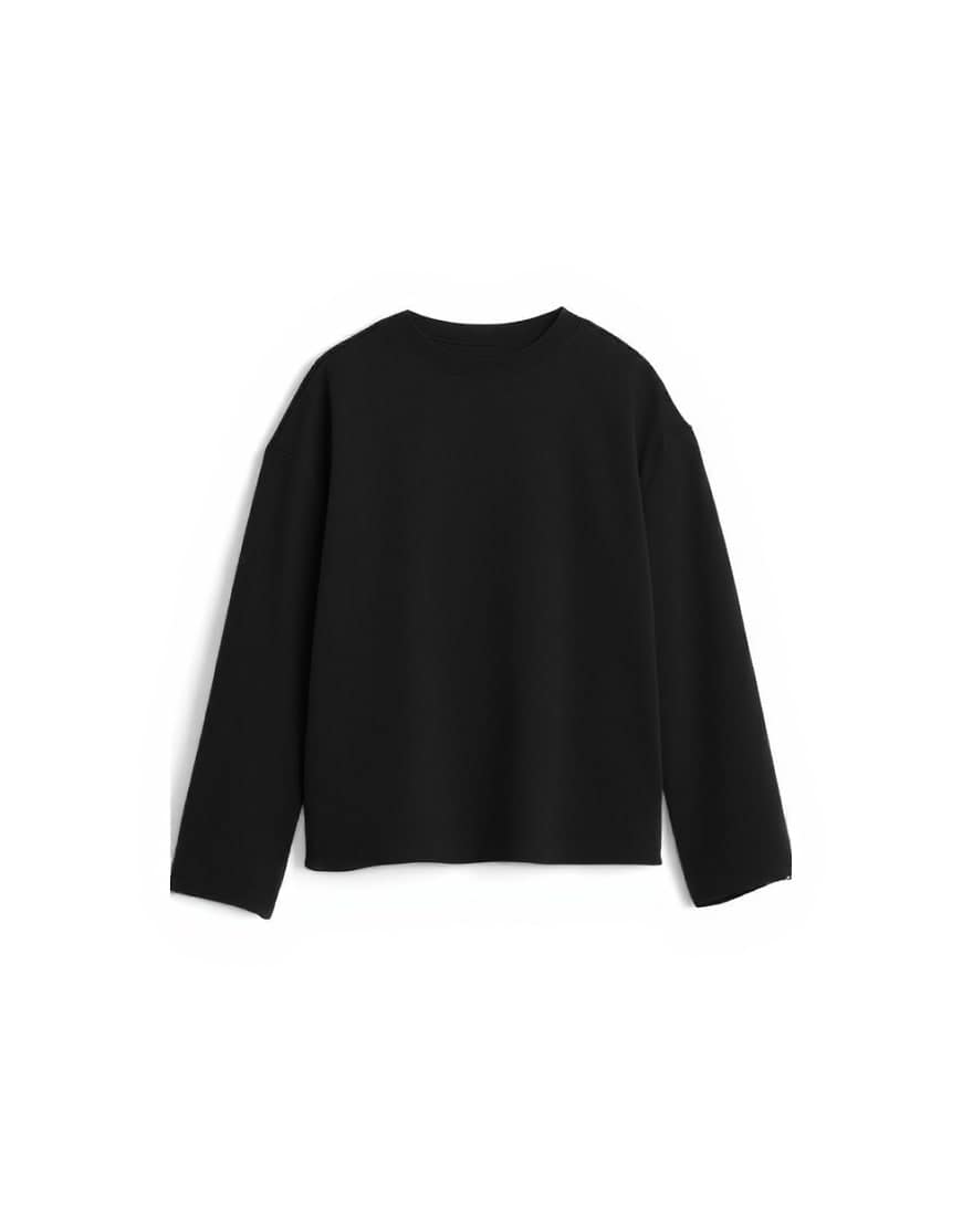 Topshop premium interlock long sleeve skater tee black